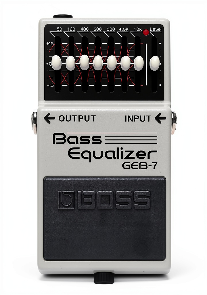 GEB-7 green distortion pedal on a stage setup